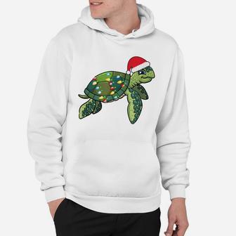 Christmas Sea Turtle With Santa Hat Holiday Cute Gift Pajama Hoodie | Crazezy AU