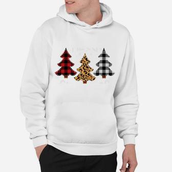 Christmas Tee Leopard & Red White Buffalo Plaid Xmas Tree Sweatshirt Hoodie | Crazezy UK
