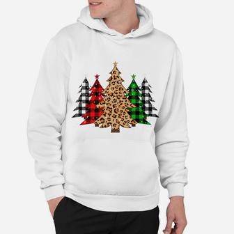 Christmas Trees With Buffalo Plaid & Leopard Print Xmas Hoodie | Crazezy CA