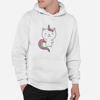 Cute Cat Unicorn Horn Rainbow Pastel Colors Hoodie | Crazezy CA