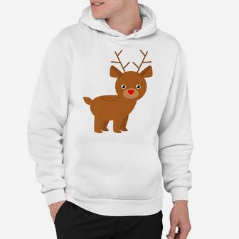 Cute Christmas Red Nose Rudolph Reindeer Xmas Party Holiday Hoodie | Crazezy