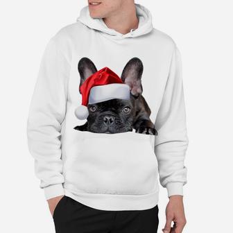 Cute French Bulldog Santa Hat Frenchie Image Christmas Gift Sweatshirt Hoodie | Crazezy CA