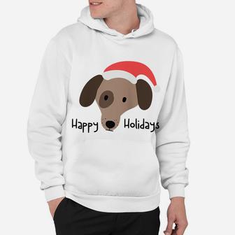 Cute Hand-Drawn Dog Christmas Puppy With Funny Santa Hat Raglan Baseball Tee Hoodie | Crazezy UK