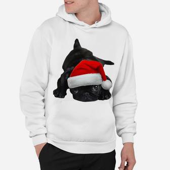Cute Pug Shirt Women Men Boys Girls Santa Hat Christmas Gift Hoodie | Crazezy