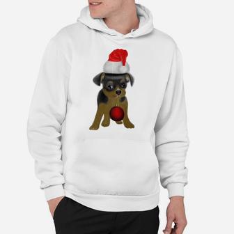 Cute Puppy Dog Christmas Hat Dog Lover Xmas Gift Hoodie | Crazezy