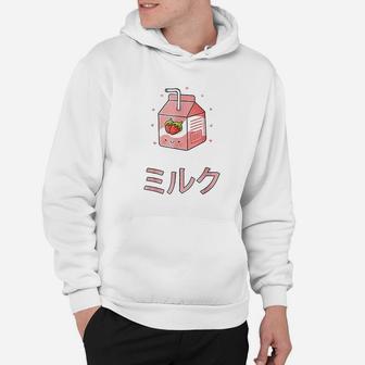 Cute Retro 90S Japanese Kawaii Strawberry Milk Shake Carton Hoodie | Crazezy UK