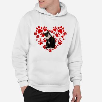 Cute Tuxedo Valentines Day Hearts Gift For Cat Lovers Hoodie | Crazezy DE
