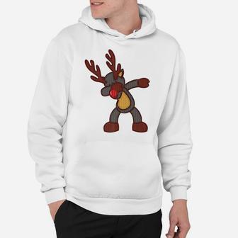 Dabbing Knitted Reindeer Christmas Rudolph Red Nose Xmas Hoodie | Crazezy
