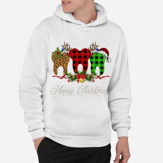 Dentist Christmas Funny Leopard Plaid Tooths Dental Costume Hoodie | Crazezy