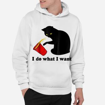 Do What I Want Black Cat Red Cup Funny Graphic Hoodie | Crazezy CA