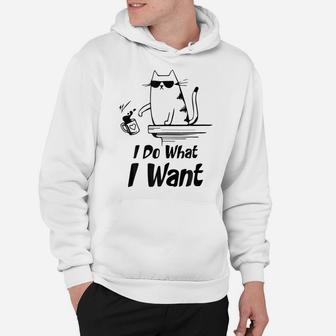 Do What I Want Black Cat Red Cup Funny Graphic Hoodie | Crazezy