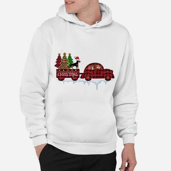 Doberman Dog Christmas Red Plaid Truck Santa Xmas Tree Gift Sweatshirt Hoodie | Crazezy