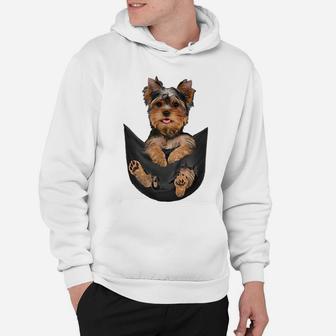 Dog Lovers Gifts Yorkshire Terrier In Pocket Funny Dog Face Hoodie | Crazezy