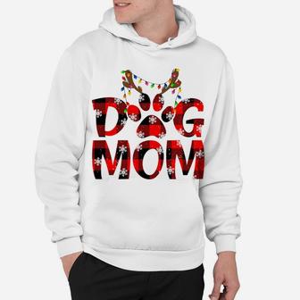 Dog Mom Buffalo Plaid Xmas Reindeer Horn Merry Christmas Sweatshirt Hoodie | Crazezy