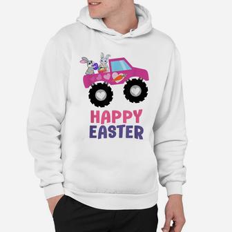 Easter Truck Bunny Eggs For Kids Boys Girls Happy Easter Hoodie | Crazezy