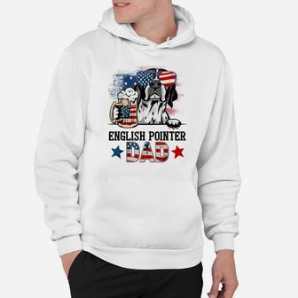 English Pointer Dog Dad American Flag Glasses Hoodie | Crazezy