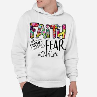 Faith Over Fear Flower Style Cna Life Watercolor Vintage Hoodie | Crazezy UK
