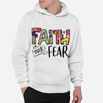 Faith Over Fear Flower Style Watercolor Retro Vintage Hoodie | Crazezy CA