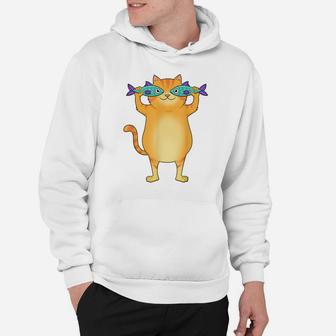 Fat Cat Catching Fish Fishy Eyes Pet Kitty Lovers Cute Hoodie | Crazezy CA