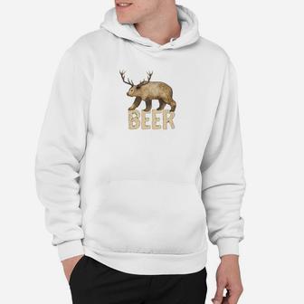 Funny Bear With Deer Antlers Beer Drinkers Hoodie - Thegiftio UK