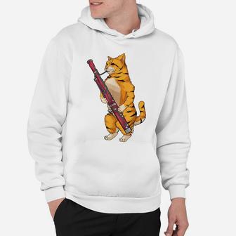 Funny Cat Playing Bassoon | Cool Animal Lover Musician Gift Hoodie | Crazezy