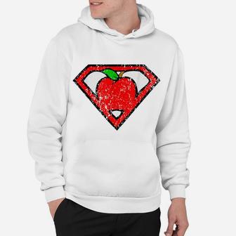 Funny Cute Distressed Super Teacher Superhero Apple Shirt Hoodie | Crazezy UK