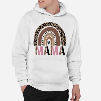 Funny Mama Mom Leopard Print Boho Rainbow Mother's Day Gift Sweatshirt Hoodie | Crazezy