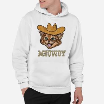 Funny Retro Cat Cowboy Meowdy Western Country Cat Lovers Sweatshirt Hoodie | Crazezy