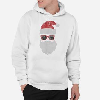 Funny Santa Claus With Red Sunglasses - Distressed Design Hoodie | Crazezy DE