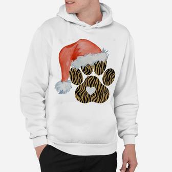 Funny Santa Hat Dog Cat Paw Print Tshirt Christmas Clothes Hoodie | Crazezy