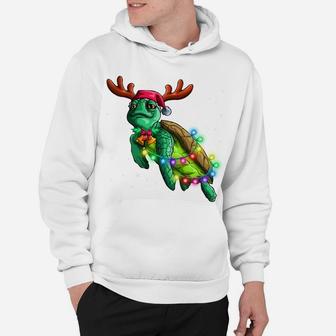 Funny Sea Turtle Christmas Lights Santa Hat Turtle Xmas Gift Sweatshirt Hoodie | Crazezy CA