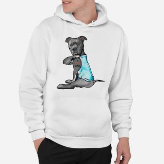 Funny Women Gifts Dog Pitbull I Love Dad Tattoo Gift Hoodie | Crazezy