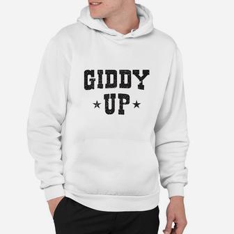 Giddy Up Cowboy Cowgirl White Vintage Retro Rodeo Gift Idea Hoodie | Crazezy UK