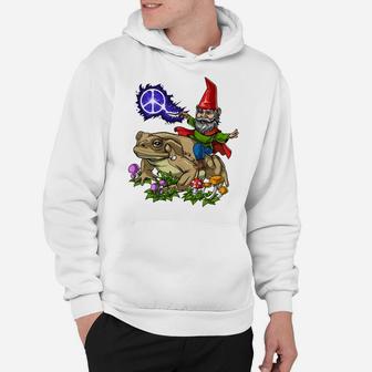Gnome Riding Frog Hippie Peace Fantasy Psychedelic Forest Sweatshirt Hoodie | Crazezy
