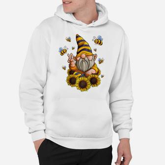 Gnome Sunflower With Bees Funny Gardening Gnome Hippie Gift Raglan Baseball Tee Hoodie | Crazezy