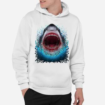 Great White Shark Open Mouth Teeth Beach Ocean Animal Hoodie | Crazezy