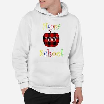 Happy 100Th Day Of School, Apple With Red Plaid Teacher Gift Hoodie | Crazezy