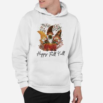 Happy Fall Y'all Women's Shirt Garden Gnome Leopard Pumpkin Hoodie | Crazezy