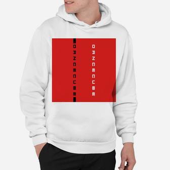 Herren Hoodie DanceCube Design in Rot und Weiß, Grafikdruck - Seseable