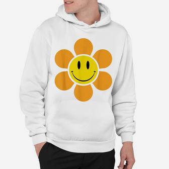Hippie 70S Retro Funky Flower Yellow Smiley Face Vintage Hoodie | Crazezy