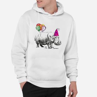 Hippo Wearing A Birthday Hat With Party Balloons Par Hoodie | Crazezy AU