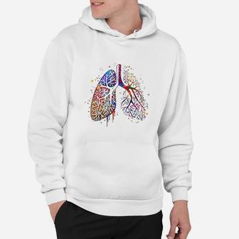 Human Anatomy Watercolor Art Print Set Lung Hoodie - Thegiftio UK