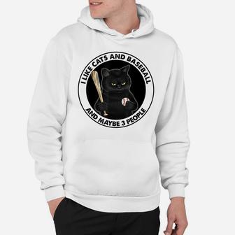 I Like Cats And Baseball And Maybe 3 People Black Cat Hoodie | Crazezy CA