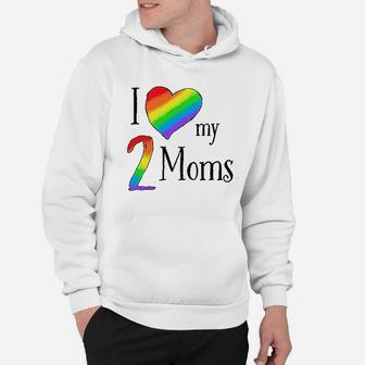 I Love My 2 Moms Pride Rainbow Heart Baby Hoodie | Crazezy