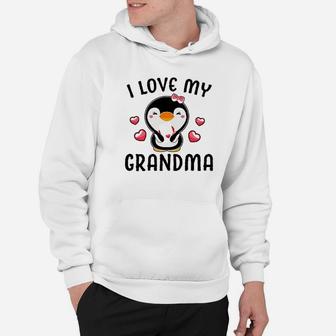 I Love My Grandma With Cute Penguin And Hearts Hoodie - Thegiftio UK