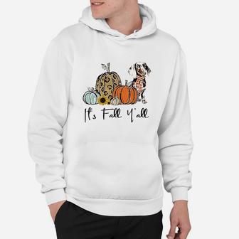 Its Fall Yall Yellow Dachshund Dog Leopard Pumpkin Falling Hoodie | Crazezy