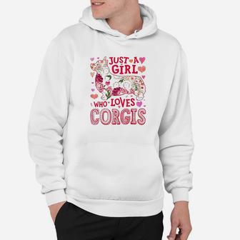 Just A Girl Who Loves Corgis Dog Silhouette Flower Floral Hoodie | Crazezy DE
