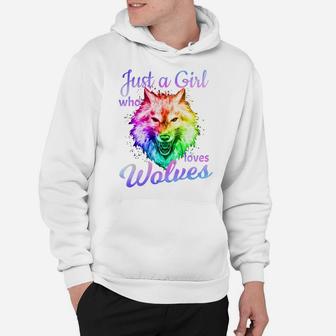 Just A Girl Who Loves Wolves - Moon Wolf Shirt Girls Women Hoodie | Crazezy UK