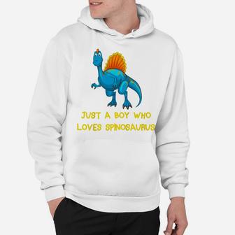 Kids Just A Boy Who Loves Spinosaurus Funny Blue Dinosaur Hoodie | Crazezy AU