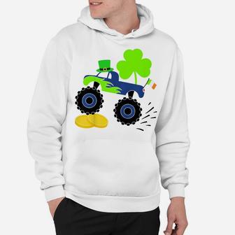 Kids Saint Patricks Day Gift For Monster Truck Lover Boy Shamrock Hoodie | Crazezy UK